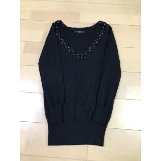 ビッキー(VICKY)の激安12000円ビッキービジューＶネックニット ■ブラック(ニット/セーター)