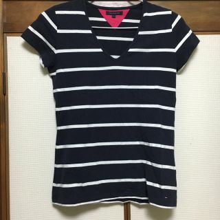 トミーヒルフィガー(TOMMY HILFIGER)のボーダーＶネックTシャツ(Tシャツ(半袖/袖なし))