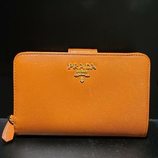 プラダ(PRADA)の【PRADA】サフィアーノ 二つ折り財布 レザー オレンジ(財布)