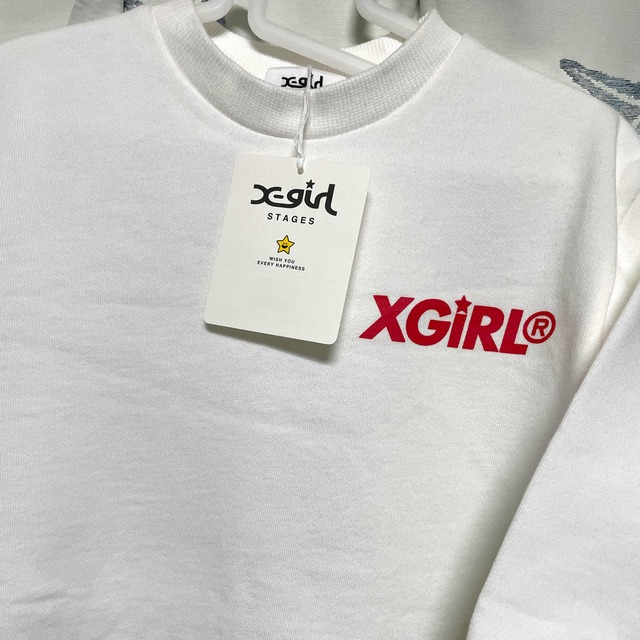 X-girl(エックスガール)の最終値下げ 新品 X-girl スウェットトレーナー  キッズ/ベビー/マタニティのキッズ服女の子用(90cm~)(ワンピース)の商品写真