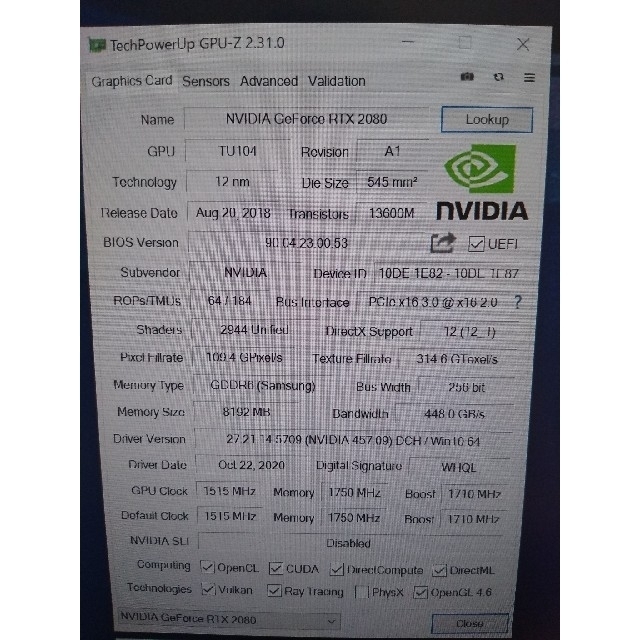 nvidia RTX 2080 8G スマホ/家電/カメラのPC/タブレット(PCパーツ)の商品写真