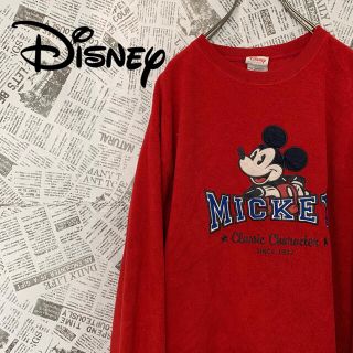 ディズニー(Disney)の90s ミッキーマウス フリーストレーナー ディズニー 刺繍ワッペン(スウェット)