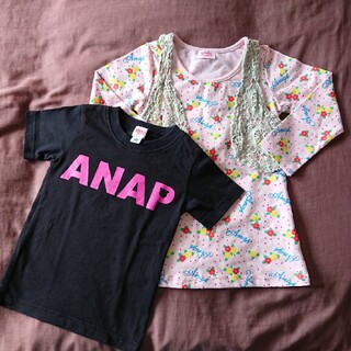 アナップキッズ(ANAP Kids)のANAP アナップ キッズロンTワンピース Tシャツ 2着 セット 100 (ワンピース)