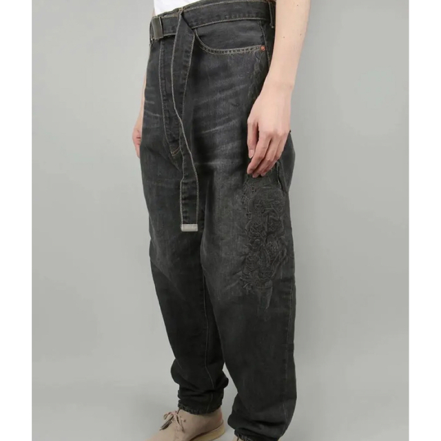 CHAOS EMBROIDERY HEMP DENIM PANTS