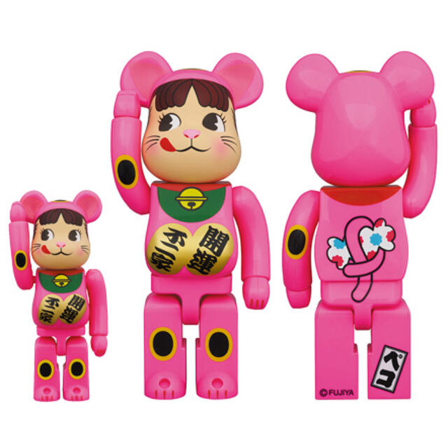 BE@RBRICK 招き猫 ペコちゃん 蛍光ピンク-