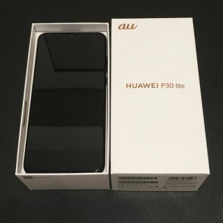 アンドロイド(ANDROID)のHUAWEI P30 lite ミッドナイトブラック au/SIMロック解除済(スマートフォン本体)