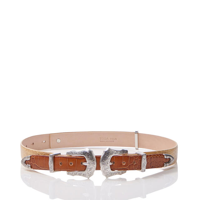 【美品】TOGA PULLA  double buckle belt ベージュ