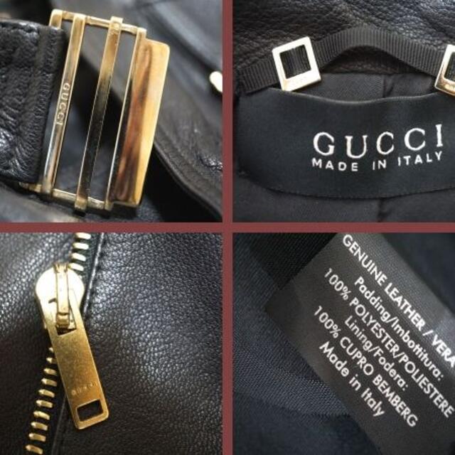 Gucci(グッチ)の美品!!GUCCI グッチ 本革 ライダース レザージャケット 38:S相当 黒 レディースのジャケット/アウター(ライダースジャケット)の商品写真