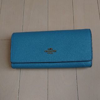 コーチ(COACH)の未使用 新品 COACH コーチ フラップ ウォレット ブルー  長財布(財布)