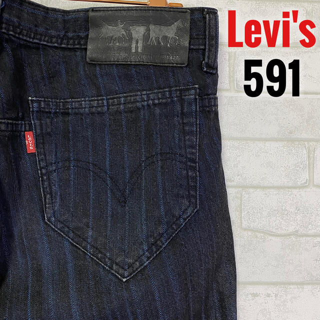 Levi's リーバイス 591 ドビーストライプ ブラックデニム/W34