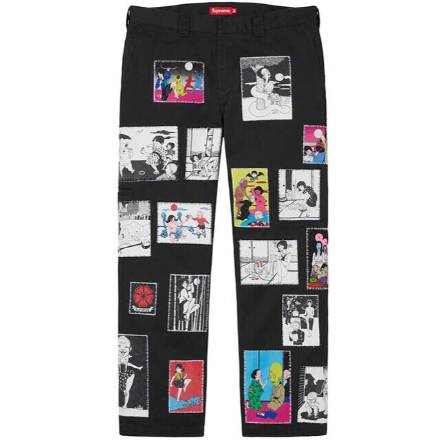 supremeオンライン付属品Toshio Saeki / Supreme Work Pant 黒32佐伯俊男