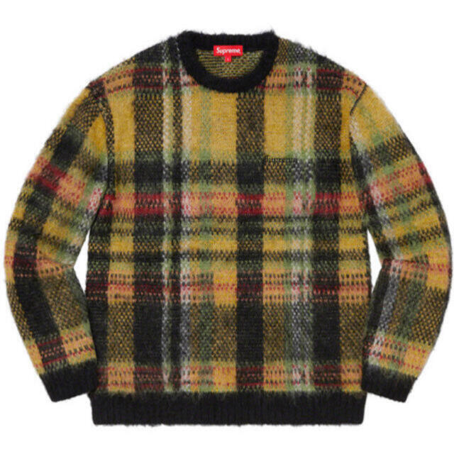 Supreme Brushed Plaid Sweater Black Lサイズ