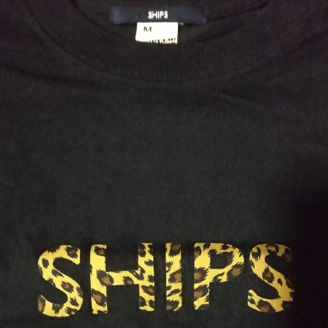 SHIPS(シップス)のSHIPS ロゴ レオパード柄 Tシャツ ブラック M レディースのトップス(Tシャツ(半袖/袖なし))の商品写真