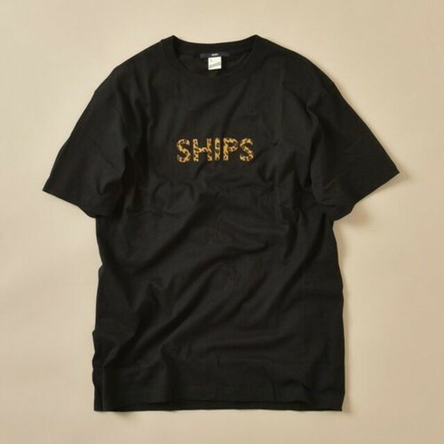 SHIPS(シップス)のSHIPS ロゴ レオパード柄 Tシャツ ブラック M レディースのトップス(Tシャツ(半袖/袖なし))の商品写真