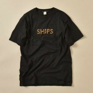シップス(SHIPS)のSHIPS ロゴ レオパード柄 Tシャツ ブラック M(Tシャツ(半袖/袖なし))