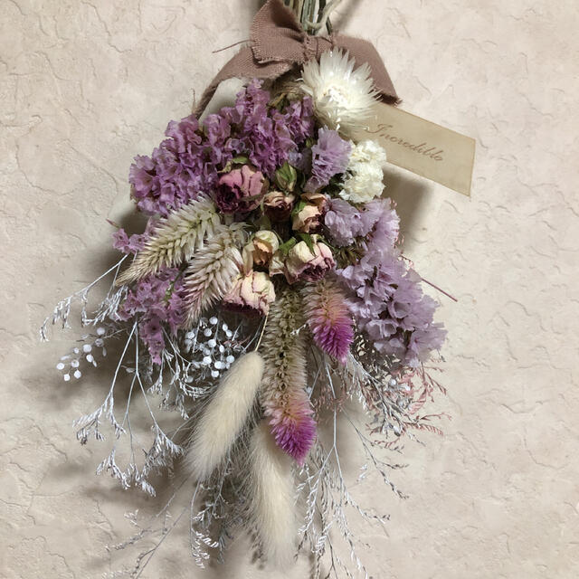 【りしてます】 ♡専用No.170 white*pink ドライフラワースワッグ♡の通販 by u_a☆shop|ラクマ ハンドメイ
