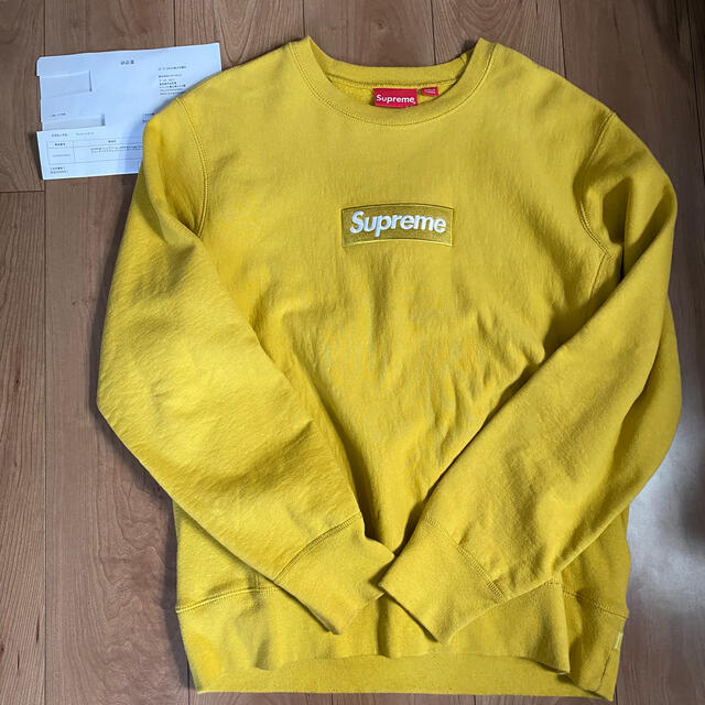 シュプリーム Supreme Box Logo Crewneck L 黄色