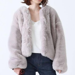 Demi luxe BEAMS  フェイクファーコート　ブルー　34サイズ