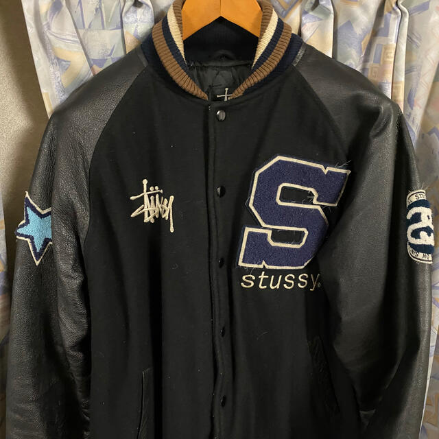 OLD stussy スタジャン　革ジャン　ワッペン