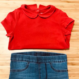 プチバトー(PETIT BATEAU)のプチバトー 🇫🇷丸襟カットソー　半袖　4ans 104cm 100cm (Tシャツ/カットソー)