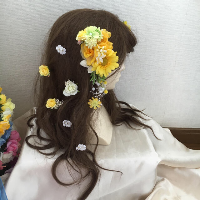 黄色ヘアーアクセサリー 髪飾り 花ピンの通販 By まー S Shop ラクマ