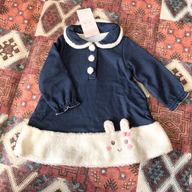 coeur a coeur(クーラクール)のすそうさぎワンピ90 キッズ/ベビー/マタニティのキッズ服女の子用(90cm~)(ワンピース)の商品写真