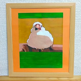 【白文鳥】手描き 絵画 イラスト オリジナル 原画 水彩画【64】(アート/写真)