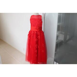 一点ものオーダードレス！美しい深紅のドレス１４０お値段交渉可能♬(ドレス/フォーマル)