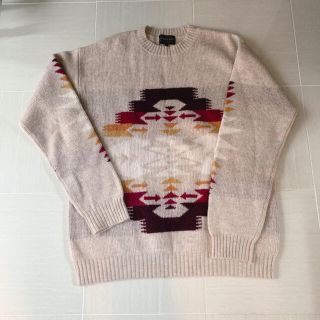 ペンドルトン(PENDLETON)のPENDLETONウールニットベージュLペンドルトンネイティブ柄セーター中古美品(ニット/セーター)