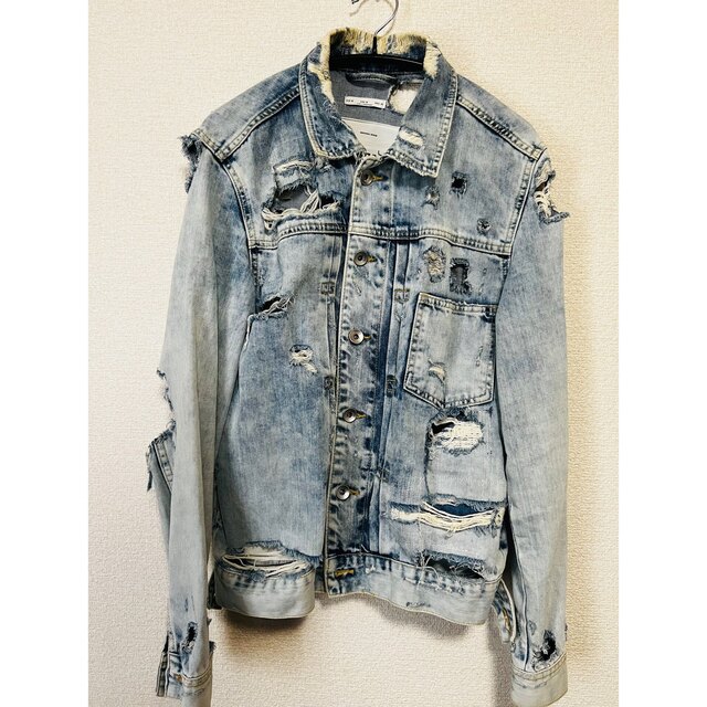 ZARA - ZARA デニムジャケット クラッシュデニム ダメージの通販 ZARA - ZARA デニムジャケット クラッシュデニム ダメージの通販