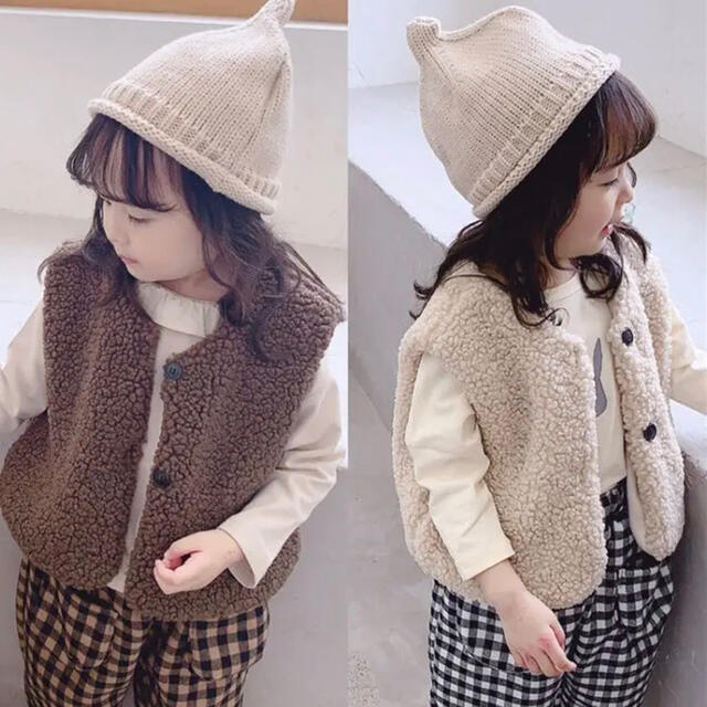 petit main(プティマイン)のSALE‼️ボアベスト ♡ 90 ブラック キッズ/ベビー/マタニティのキッズ服女の子用(90cm~)(ワンピース)の商品写真