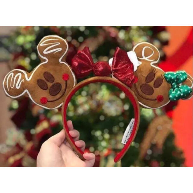 Disney(ディズニー)の新品❣️ミッキー&ミニー柄クリスマスジンジャーブレッド キャンディカチューシャ レディースのヘアアクセサリー(カチューシャ)の商品写真