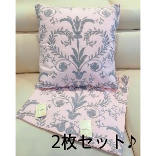 ローラアシュレイ(LAURA ASHLEY)のローラアシュレイ★2枚セット♪刺繍のジョゼッテクッションカバータグ付きブラッシュ(クッションカバー)