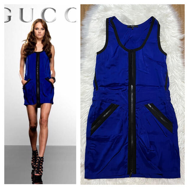 Gucci 本物 名作 グッチ バイカラー Zip Up ノースリーブ ワンピース ドレスの通販 By Yutanpo グッチならラクマ