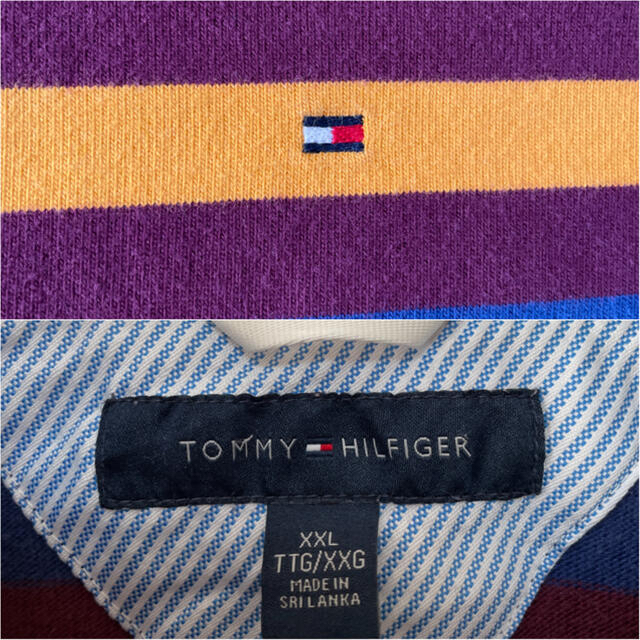 TOMMY HILFIGER(トミーヒルフィガー)の【古着】トミーヒルフィガー オーバーサイズ ボーダー ポロシャツ XXL メンズのトップス(ポロシャツ)の商品写真