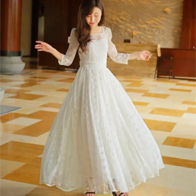 ウエディングドレス 前撮り 白ワンピース - ウェディングドレス