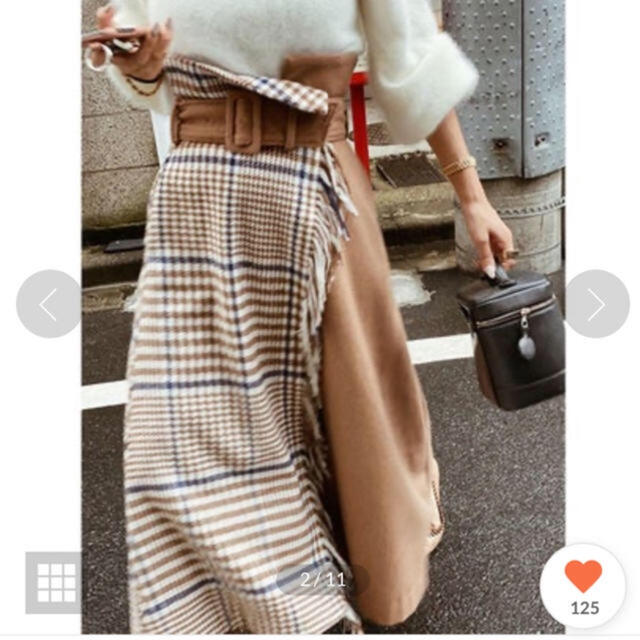 eimy istoire(エイミーイストワール)のエイミーイストワール　チェックフリンジラップスカート  レディースのスカート(ロングスカート)の商品写真