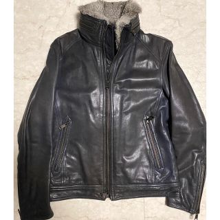 バーバリーブラックレーベル(BURBERRY BLACK LABEL)のバーバリー レザー　ライダース　ブルゾン　ネイビー　ジャケット　Burberry(レザージャケット)