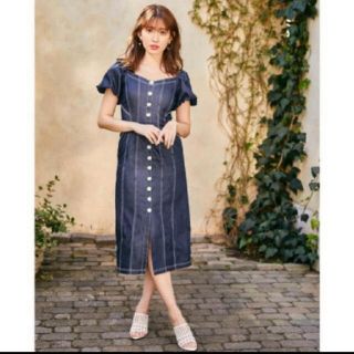 スナイデル(SNIDEL)のHer lip to Puff Sleeve Midi Dress(ひざ丈ワンピース)