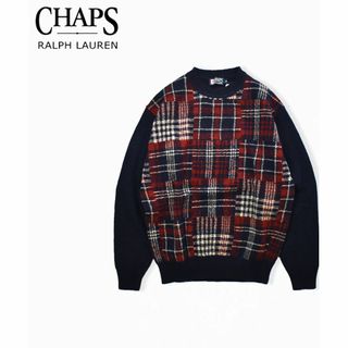 ポロラルフローレン(POLO RALPH LAUREN)のCHAPS RALPH LAUREN チェック 切替 ウール ニット M(ニット/セーター)