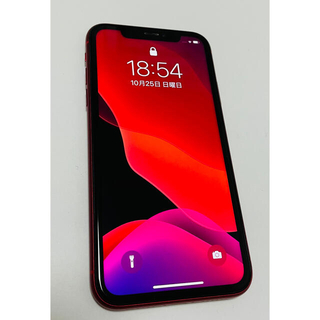 アイフォーン(iPhone)の【美品】SIMフリーiPhone XR 128GB(RED)(スマートフォン本体)
