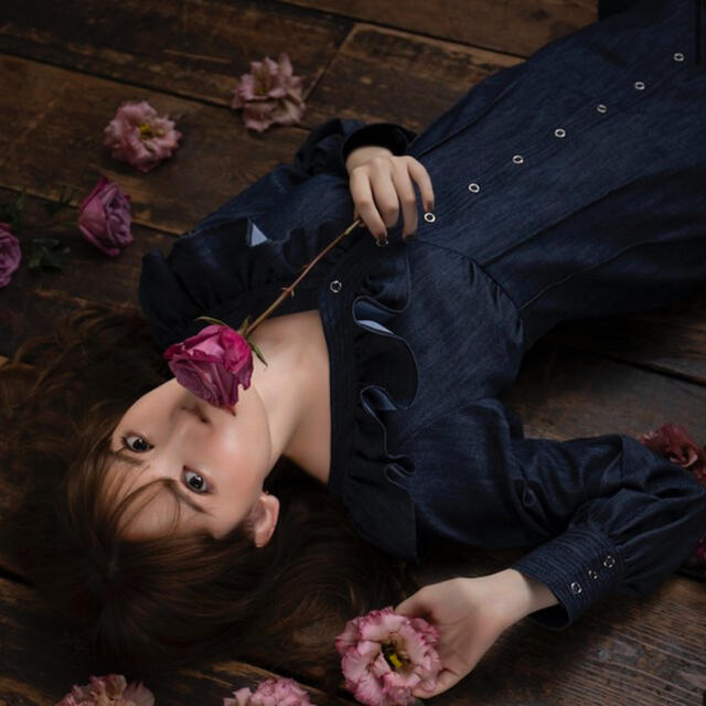 herlipto Denim Effect Ruffled Dress