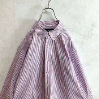 ラルフローレン(Ralph Lauren)の【美品】ラルフローレン　長袖シャツ　ストライプ柄　パープル　古着　メンズ(シャツ)