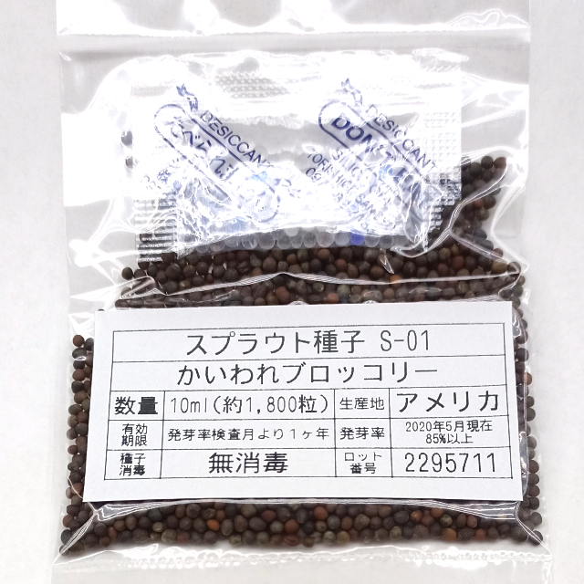 スプラウト種子 S-01 かいわれブロッコリー 10ml x 2袋 食品/飲料/酒の食品(野菜)の商品写真