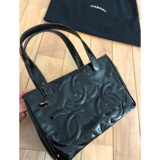 シャネル(CHANEL)の【美品】シャネル CHANEL エナメルトリプルココマーク トート ショルダー黒(ハンドバッグ)