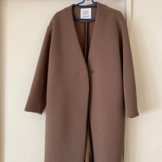 PLST - CLOCHE クロシェ ノーカラーコート モカの通販 by もっぴー♪s