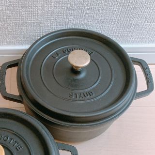 ストウブ(STAUB)のRuu様専用ストSTAUB ピコ ココットラウンド22cmホーローブラック(鍋/フライパン)