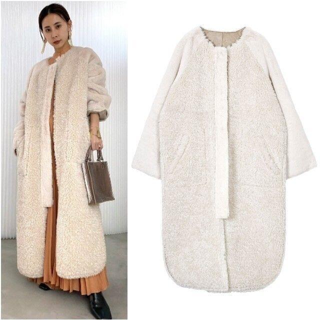 レディース定価以下 完売 REVERSIBLE TWIN BOA COATアイボリー