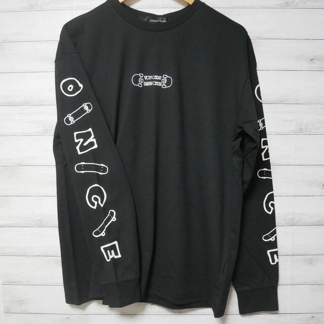 ユニセックス スケーター プリント BIG ロングTシャツ ブラック M メンズのトップス(Tシャツ/カットソー(七分/長袖))の商品写真