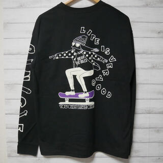 ユニセックス スケーター プリント BIG ロングTシャツ ブラック M(Tシャツ/カットソー(七分/長袖))
